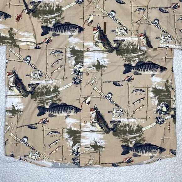 North River Outfitters Fishing AOP Short Sleeve Button Down Shirt: Size Large - Picture 5 of 9